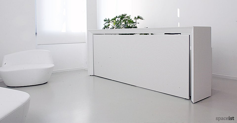 meta white reception desk