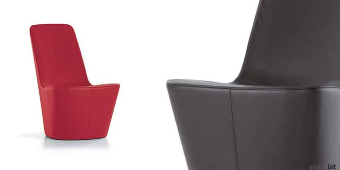 Monopod red and black leather reception chair
