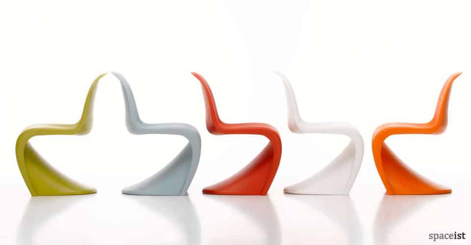 panton green grey red white and orange modern cafe chairs
