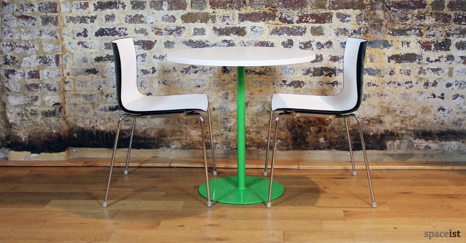 plain green round cafe tables 75cm dia