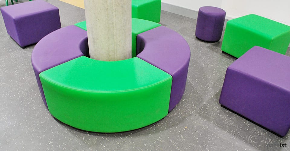 purple green vinyl column seat