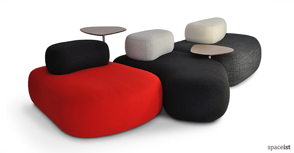 red black fabric pebble office reception sofas