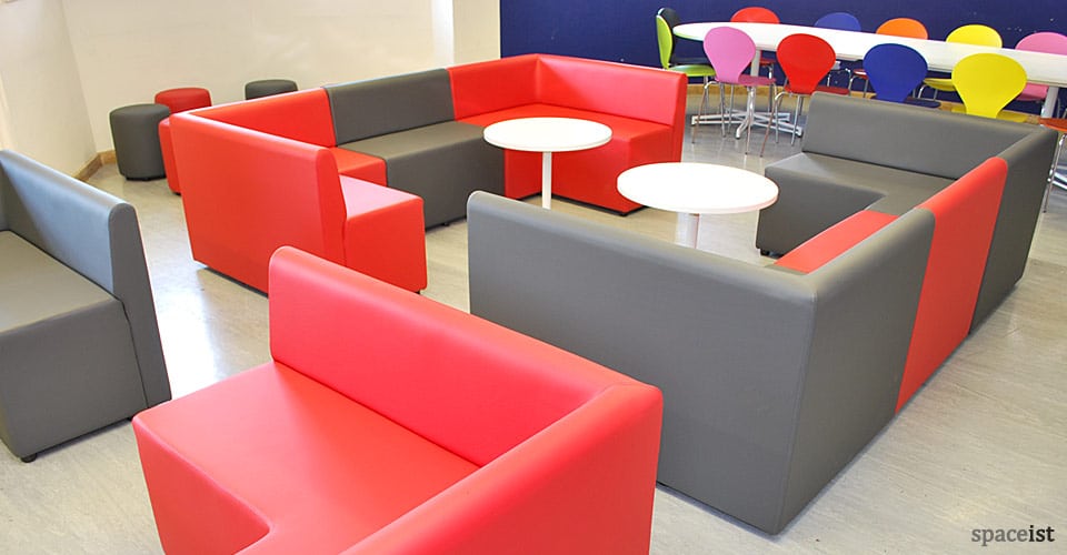 red grey college modular cube booth seating