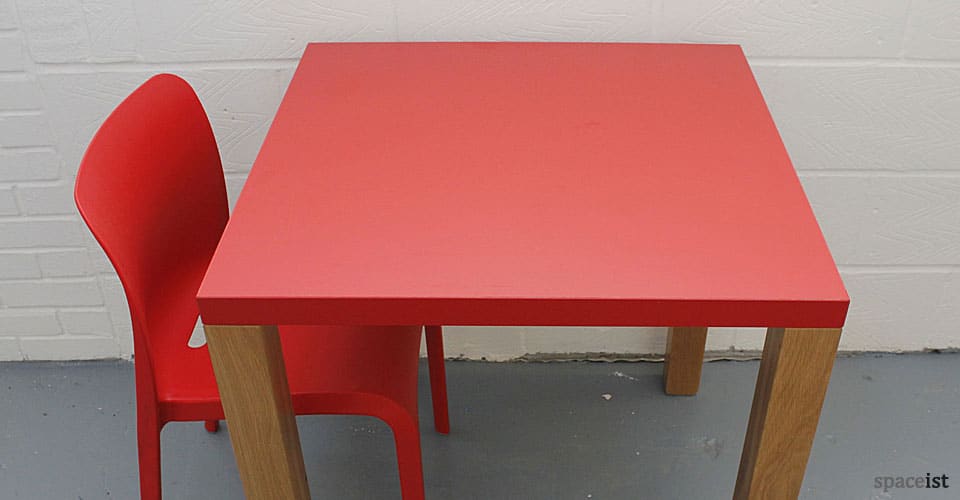 red oak square cafe table