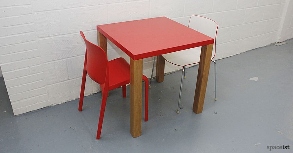 red oak square cafe table