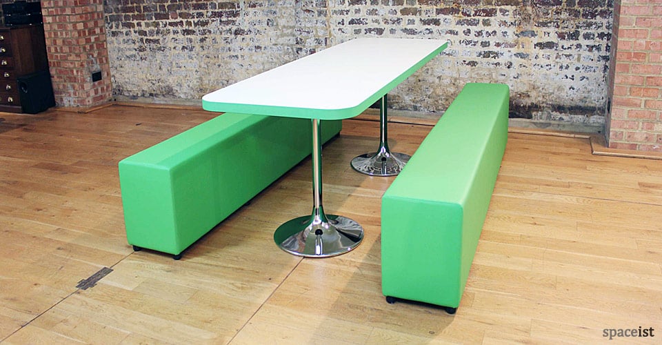 soft-bench canteen table green vinyl bench