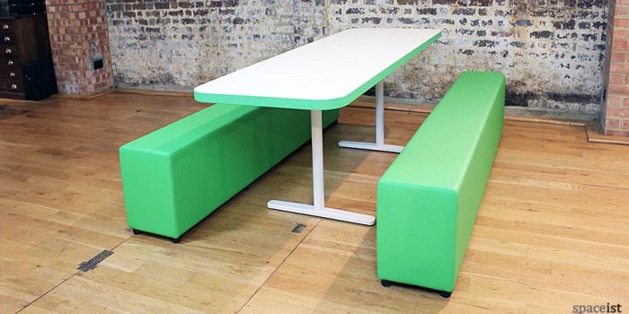 green school canteen table and benches