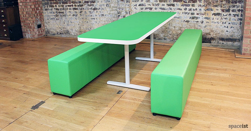 canteen tables benches t-leg base red top