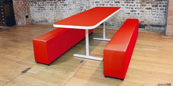 canteen tables benches t-leg base red top