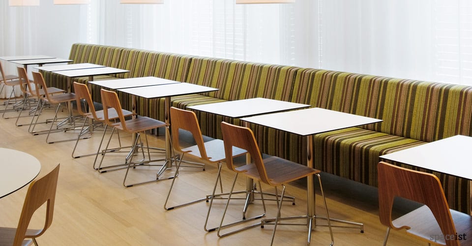 stripey banquette cafe seating