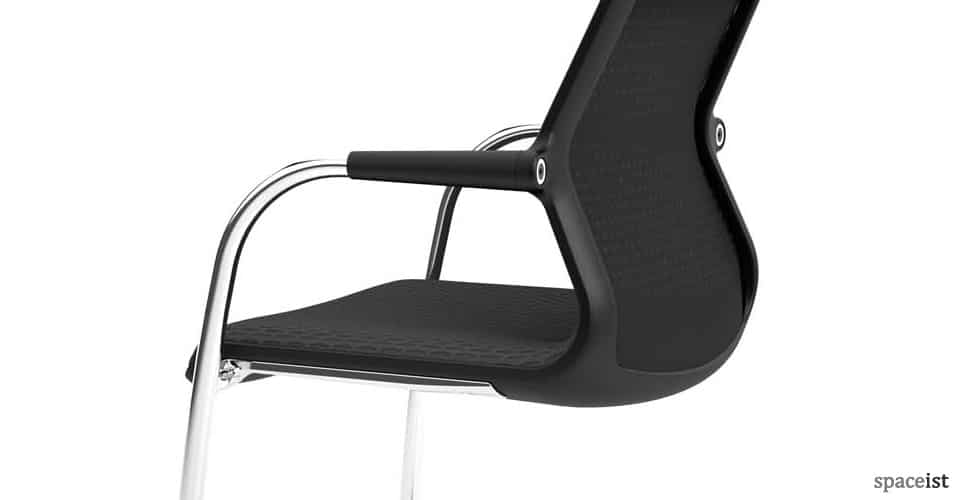 Unix cantilever chair in black mesh seat