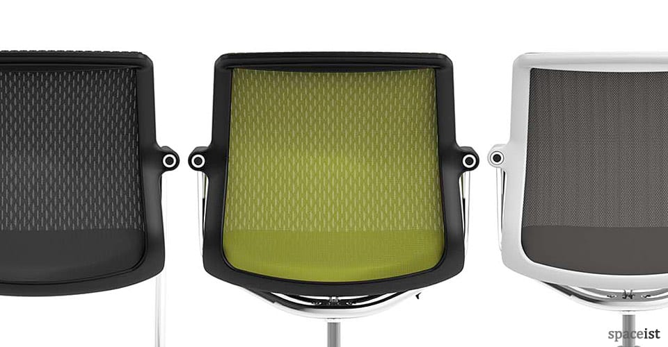 Unix cantilever chair in black, green and grey mesh