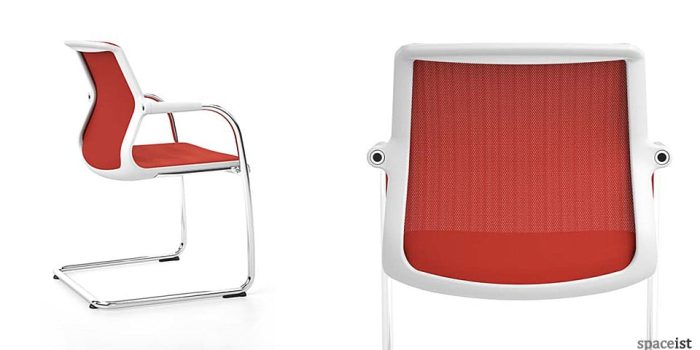 Unix cantilever chair in red mesh