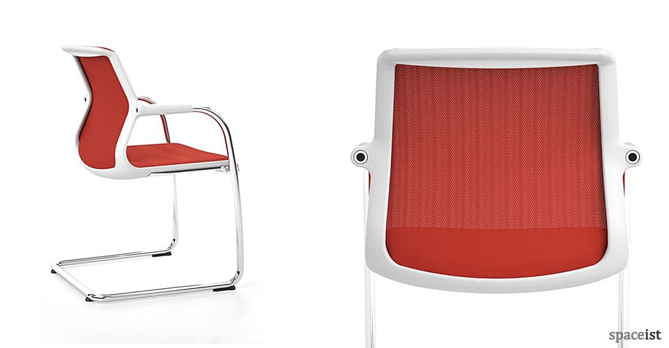 Unix cantilever chair in red mesh