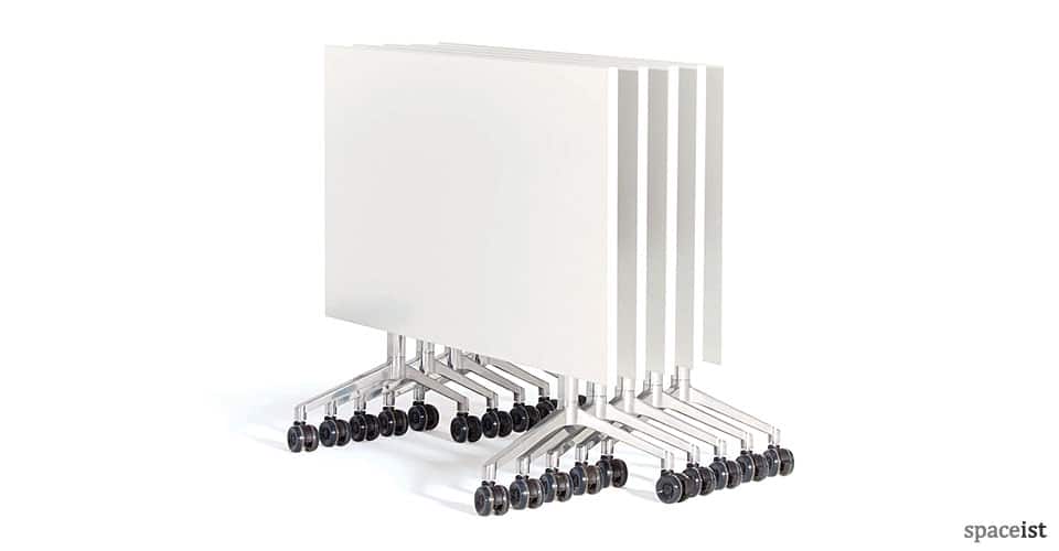 Stacking folding white office desk