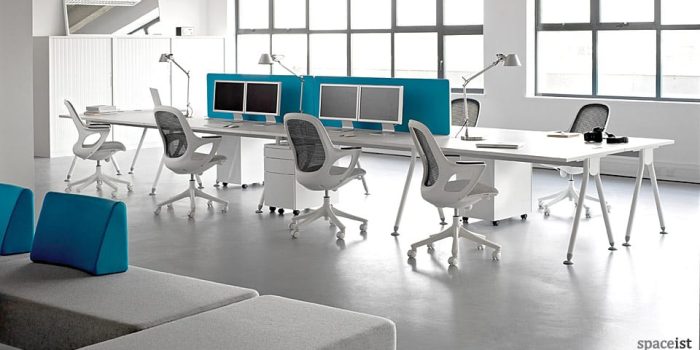 visual white bench desk