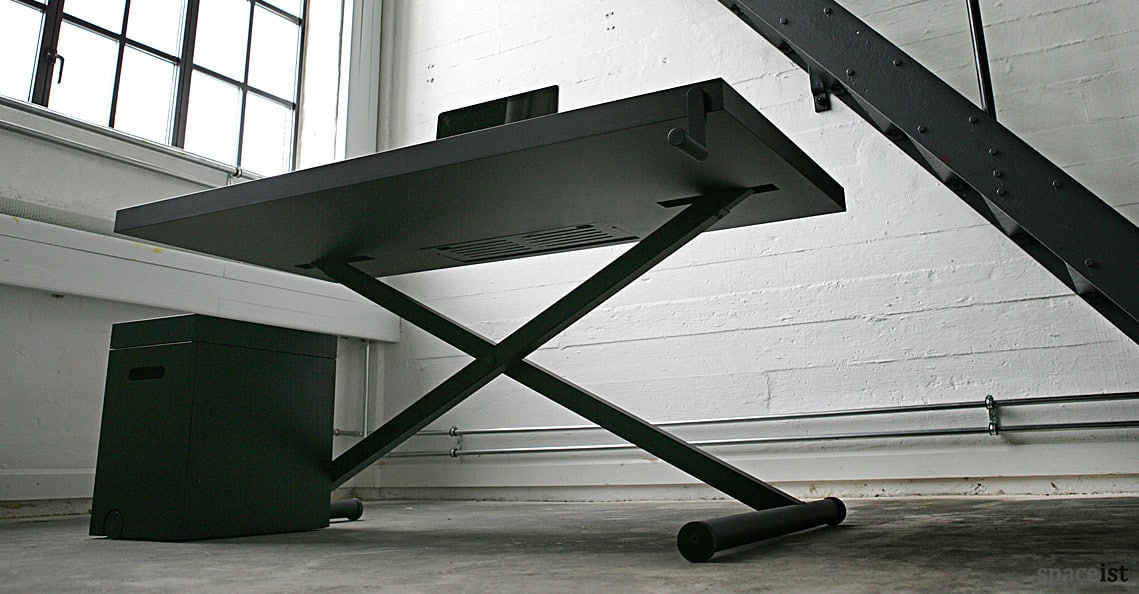 X style standing office desk under-side