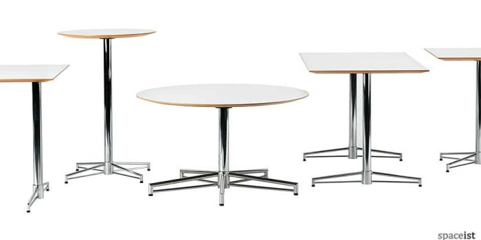 x cafe table with a chrome star base