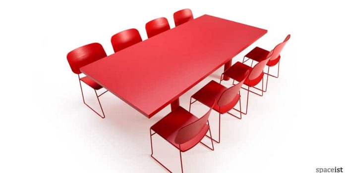 10 person red meeting table