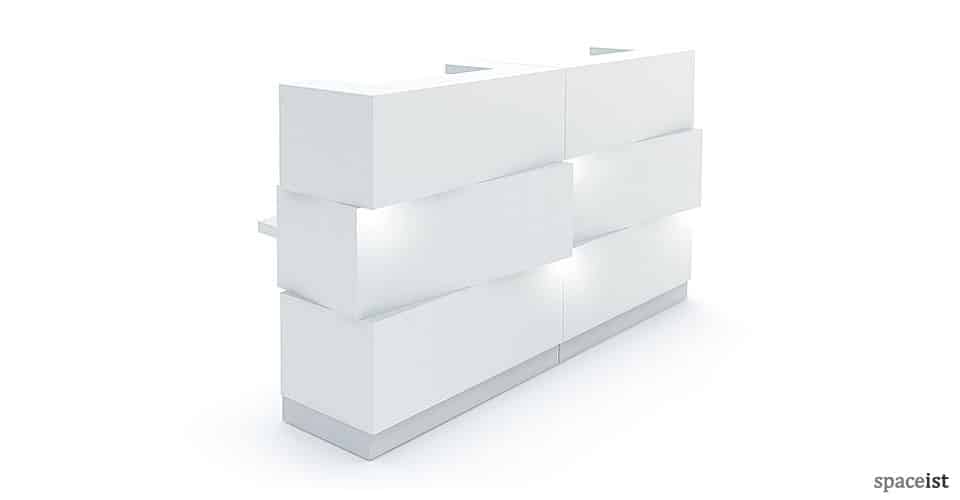White Reception Counter with Lights