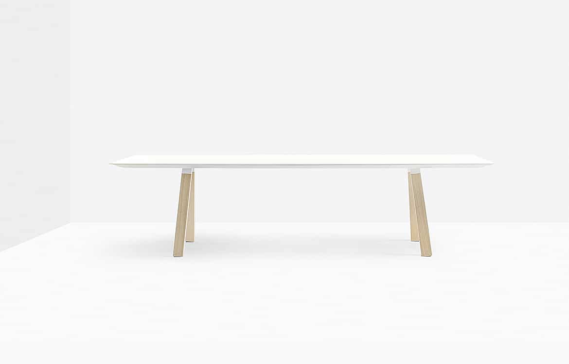 White conference table for 10