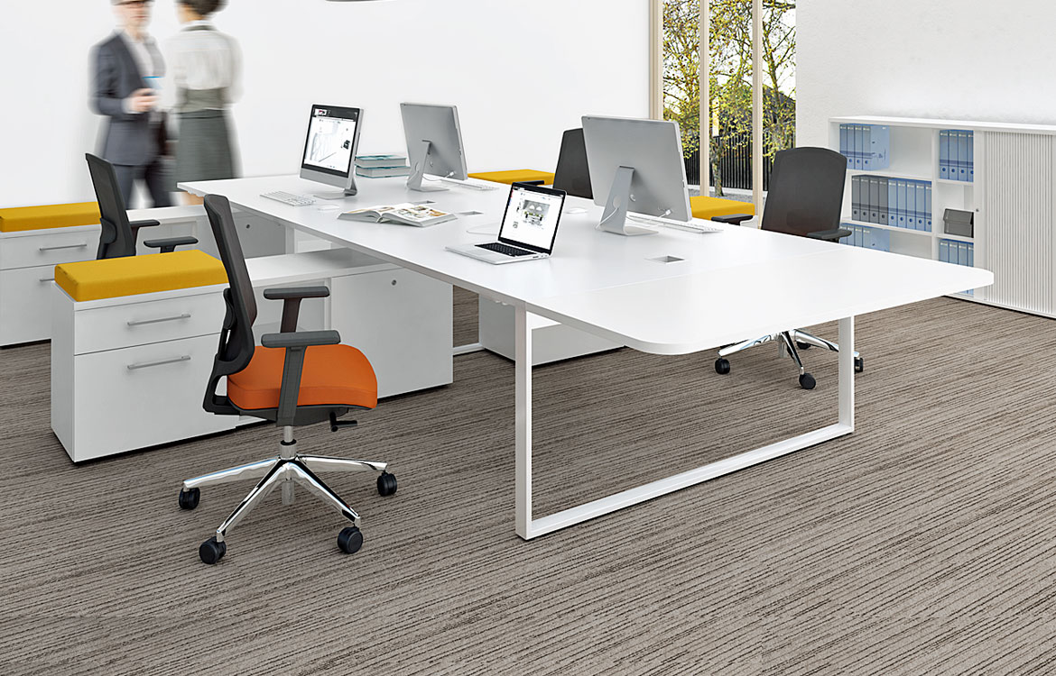 White desk with storage
